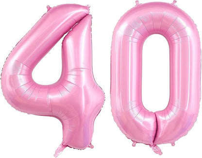 Pastel Pink 40 Balloon Number, 40 Inch Light Pink 40 Balloons Large Helium Foil by BBPOOL