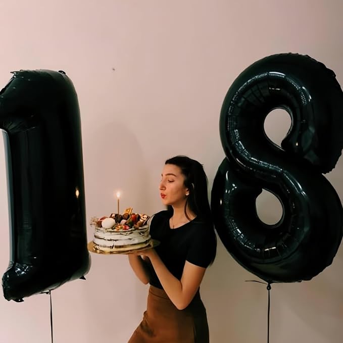 60th Birthday Balloons Black for Women, 40 Inch Giant Mylar Foil Number 60 - Image 3