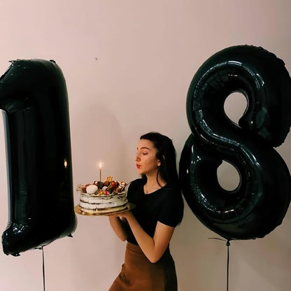 60th Birthday Balloons Black for Women, 40 Inch Giant Mylar Foil Number 60 - Image 3