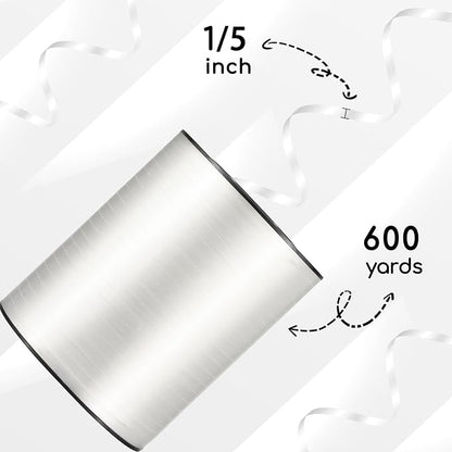 600 Yards White Curling Ribbon 1/5‘’ White Balloon String - Image 2