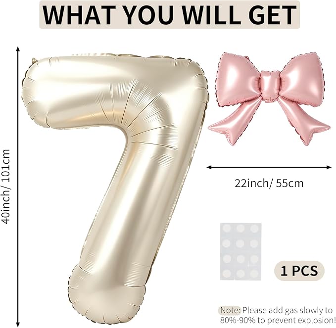 40 Inch Cream Number 7 Balloon - Image 2