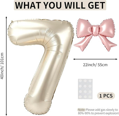 40 Inch Cream Number 7 Balloon - Image 2