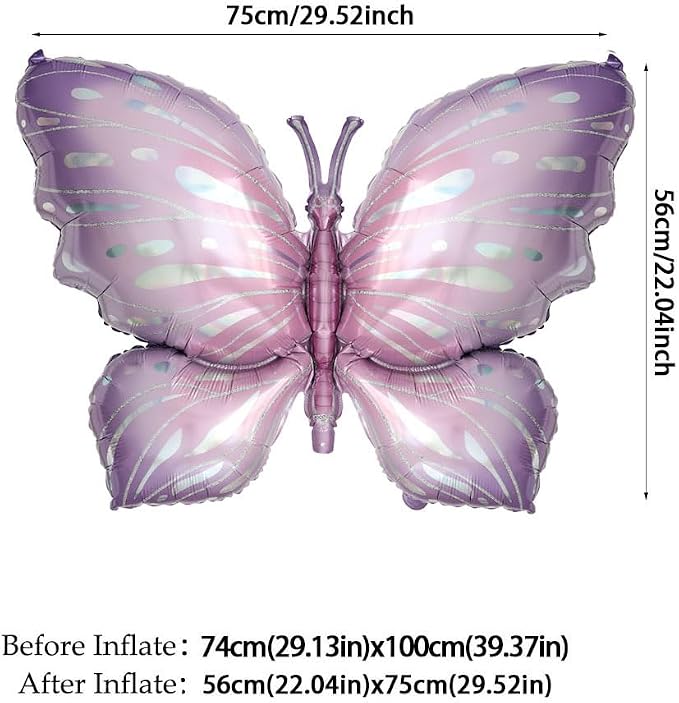 Purple Butterfly Balloons 4 Pieces - Image 2