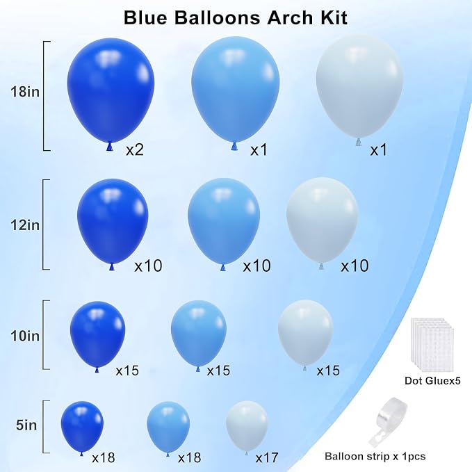 Blue Balloons Balloons Arch Kit, 18 12 10 5 inch, Baby Shower, Graduation Party - Image 2