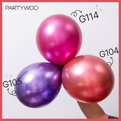 PartyWoo Metallic Pink Balloons 140pcs Chrome Hot Pink Magenta Fuchsia | 18 12 - Image 4