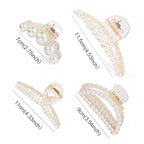 Mehayi 4 PCS Large Pearl Hair Claw Clips for Women Girls, Hair Barrette Clamps for Thick Thin Hair, Fashion Hair Accessories Headwear Styling Tools for Party Wedding