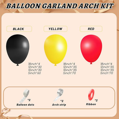 412Pcs Red Yellow Black Balloon Garland Arch Kit, 18 12 10 5 Different Sizes - Image 2