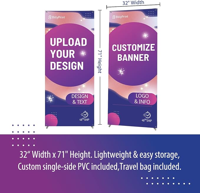 Custom Banner with X Stand 32" x 71" | Personalized X Banner Stand - Image 3