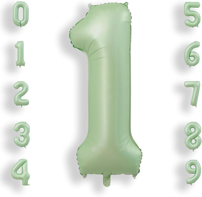 AULE 40 Inch Sage Green 1 Balloon Numbers Foil 0-9 Birthday Big Numbers | by AULE