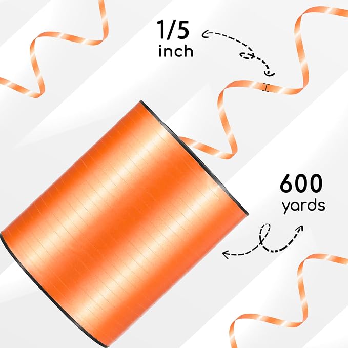600 Yards Orange Curling Ribbon 1/5‘’ Orange Balloon String - Image 2