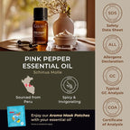 Gya Labs Pink Pepper Essential Oil for Skin - Pink Pepper Essential Oil Diffuser - Aromatherapy Oil Pepper Oil for Face,DIY,Candles & Massage - Crisp, Peppery & Spicy Scent - 100% Natural (0.34 Fl Oz)