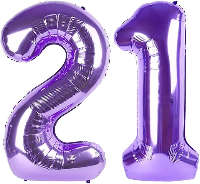 21 Balloon 40 inch Purple Number Balloons by Enyeopd