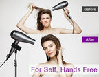 Purple River Hair Dryer Stand Black 20-63 Inch Adjustable Blow Dryer Holder with Tripod and Universal Clip, Easy to Use, Hands Free Relieve Wrist Pain, Shoulder Periarthritis etc