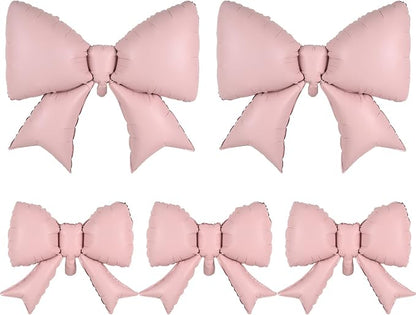Pink Bow Foil Balloons 38in 21in Different Sizes Pink Bow Theme Coquette Party - Image 8