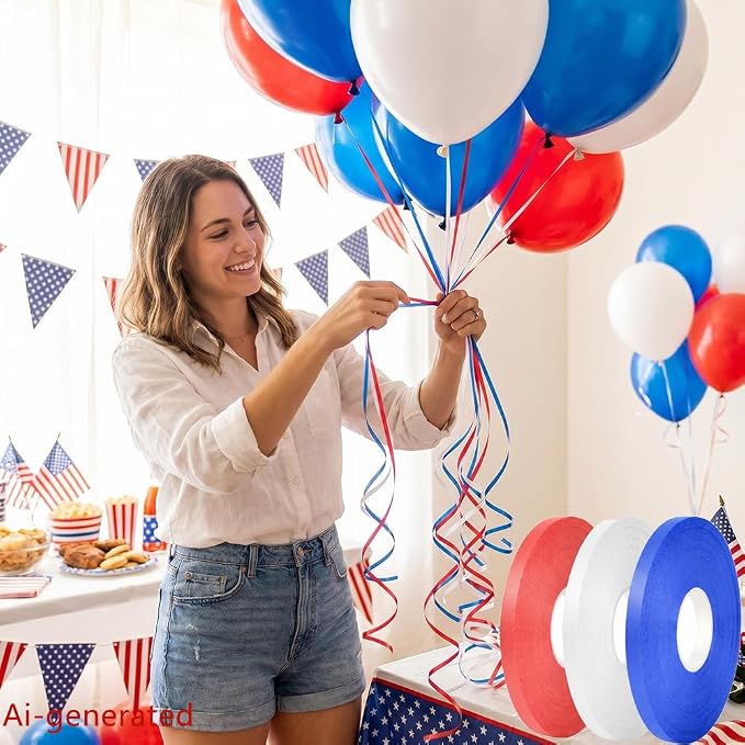 3 Rolls Patriotic Ribbons, 4th of July Curling Ribbon - Image 7
