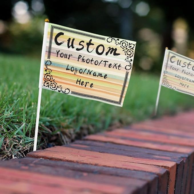 Custom Mini Flag on Stick Make Your Own Flags Personalized Photo Text Logo - Image 8