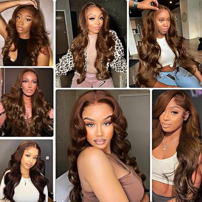 Chocolate Brown Body Wave Bundles Human Hair Brown Bundle 30 30 30 Inch Color 4 Body Wave Bundle Niegmeag Brazilian Virgin Remy Hair Extensions 300g