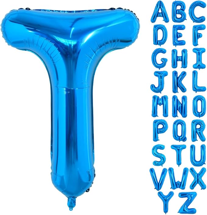 TONIFUL 40 Inch Large Blue Letter T Foil Balloons Alphabet Balloons | Giant by TONIFUL