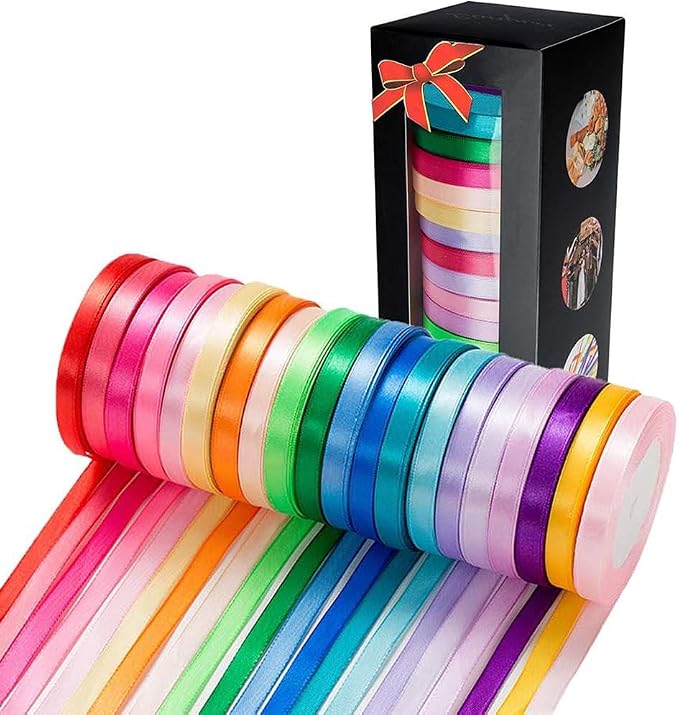 LIUYAXI 500 Yard Fabric Ribbon Satin Ribbon Rolls Silk Satin Roll, 25 Yard/Rolls by LIUYAXI
