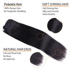 Straight Clip in Hair Extensions Real Human Hair 8Pcs Remy Human Hair Clip ins for Women, Natural Soft Silk Straight Human Hair 120g 20inch #1B Natural Black