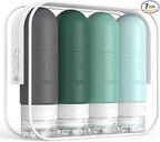 ME.FAN 4 Pack Blue Silicone TSA Approved 3oz Travel Size Containers, Travel Bottles for Toiletries, Shampoo, Lotion
