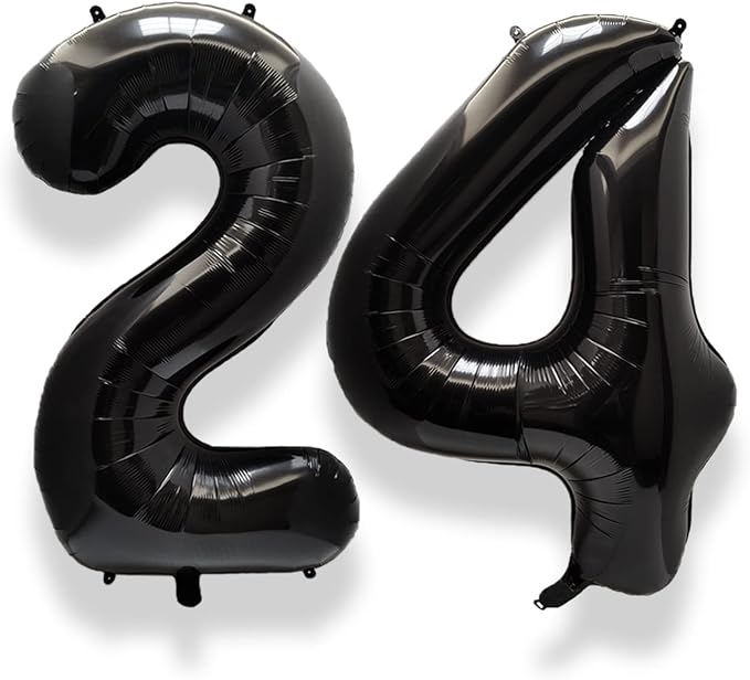 AULE 40 Inch Black Number Balloon 24 Foil 0-9 Birthday Big Numbers | Birthday by AULE