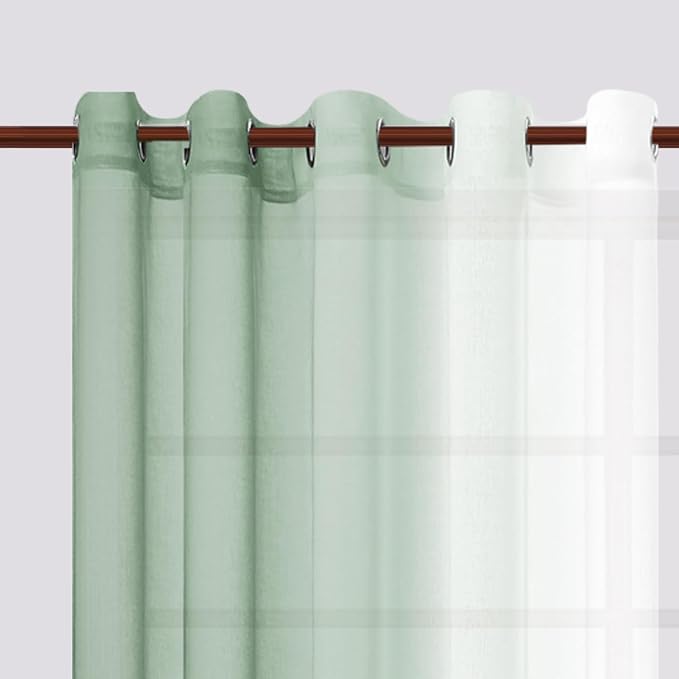 DWCN Ombre Faux Linen Sheer Curtains - Image 2
