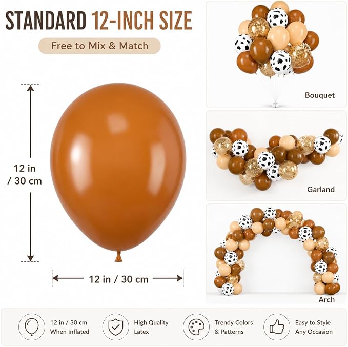 Blush Brown Cow Print Balloons Cowboy Birthday Decorations Western Farm Party - Image 6