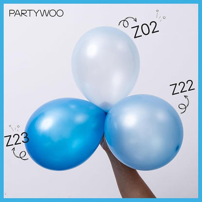 PartyWoo Pearl Light Blue Balloons 50pcs Baby Pastel Blue Color | 12 Inch - Image 4
