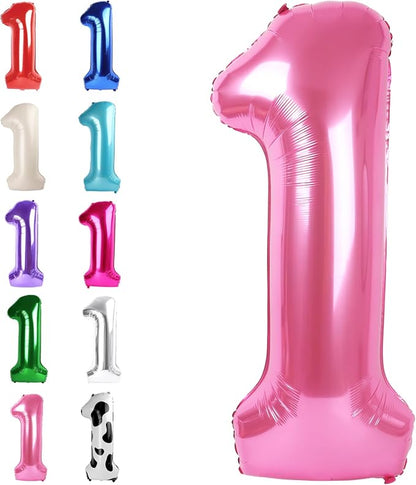 Pink Number 1 Balloon 40 inch, Balloon numbers party supplies, deco photo shoot by Upgesy