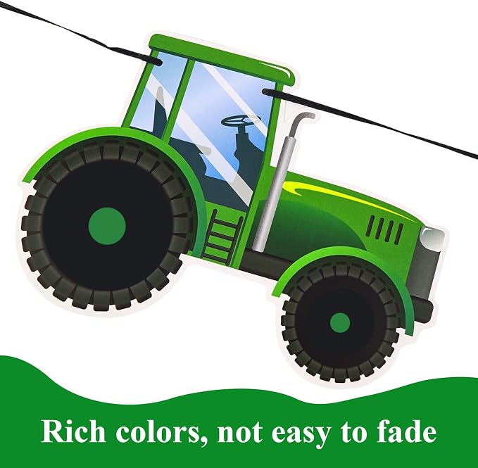 SUNBEAUTY Green Tractor Happy Birthday Banner Set - Image 7