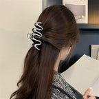 Metal Snake Shape Hair Claw Clips - Silver Line Creative Fashionable Hair Accessories for Women with Thick Hair