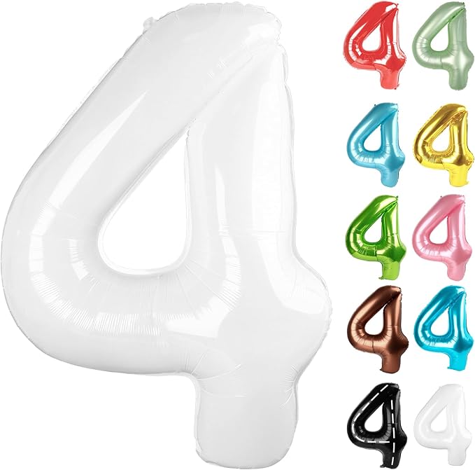 White Number 4 Balloon 40 Inch by IWERP