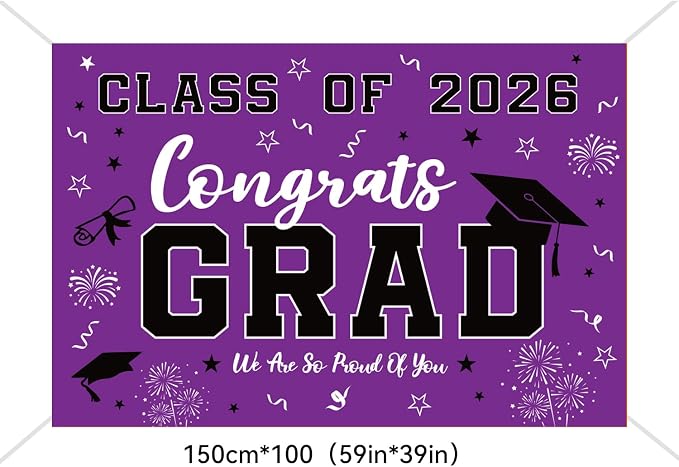 Graduation Decorations 2026 Purple Set, Congrats Grad Decor Set - Image 4