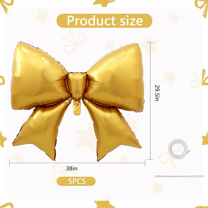 38 Inches Bow Balloon Gold - Image 2