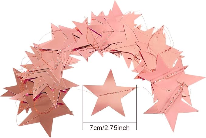 Patelai Glitter Star Garland Banner Decor, 130 Feet Star Hanging Bunting Banner - Image 3