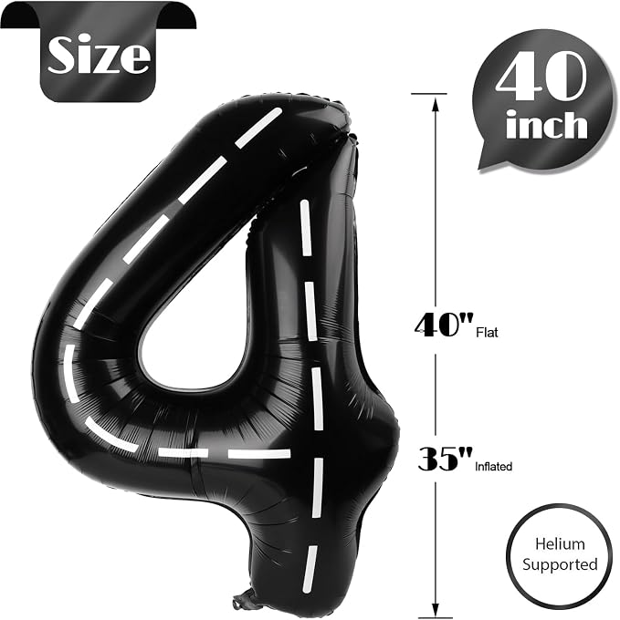 Line 4 Balloon - Number Balloon 40 Inch, 4th Line Birthday Decorations | Giant - Image 5