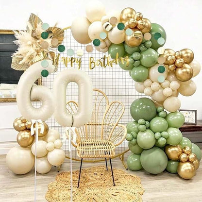 Sage Green Gold Balloon Arch Kit, Sand White, Metallic Gold | Latex Balloons - Image 7