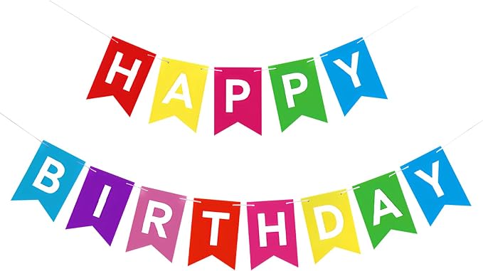 Rainbow Happy Birthday Banner Colorful Birthday Flag Bunting by Imtively