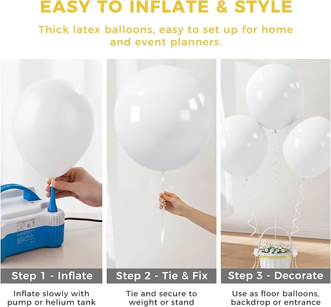 LovesTown 15PCS Party Balloons, 18inch White Latex Balloons Balloon Garland Arch - Image 6
