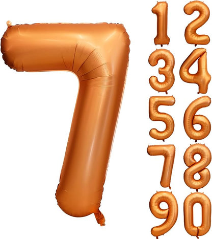40 inch Orange Number 7 Balloon 7th Birthday Party Decorations | Giant Foil by Yeodong