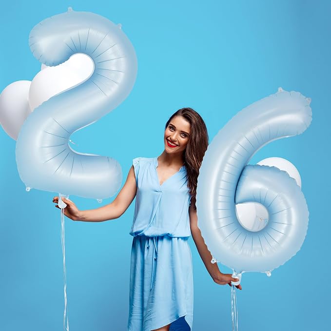 Light Blue Number 6 Balloon, 40 Inch Big Large Foil Number Balloons, Giant - Image 5