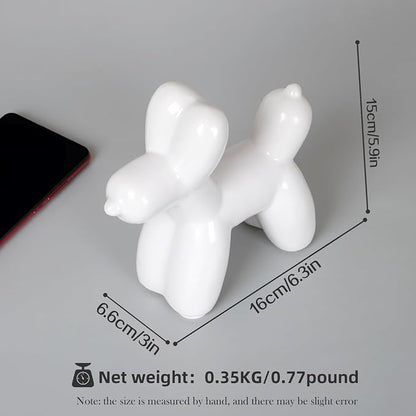 Notakia Large White Cute Ceramics Balloon Dog Statue Crafts Living Room Desktop - Image 2