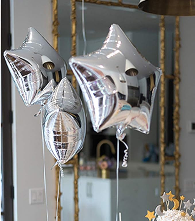 24 Pcs 18" Silver Star Balloons Foil Balloons Mylar Balloon - Image 3