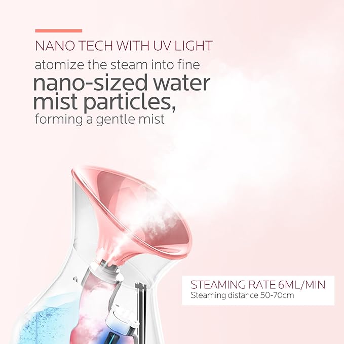 Colorfarm Facial Steamer Nano Ionic: Large 3-in-1 Face Steamer Home Spa Kit Deep Cleaning Unclogs Pores Sinuses Inhaler with 8 Skin Care Tools - Self Care Gifts for Women (Deep Cleansing Facial Kit)