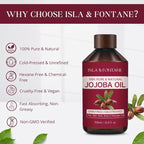 ISLA & FONTANE Jojoba Oil – 500ml (17 fl oz) | 100% Pure & Natural | Golden, Unrefined, Cold Pressed | Hexane-Free Carrier Oil for Skin, Hair, Face, Nails & Body Moisturizing