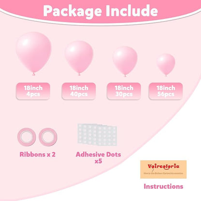 Voircoloria 130pcs Light Pink Balloons Garland Arch Kit, 18 12 10 5 Inch | - Image 2