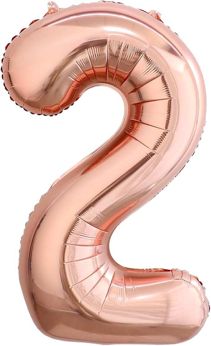 40 Inch Rose Gold Number 2 Balloon, Giant Number Balloons, Birthday Decor | by Unknown