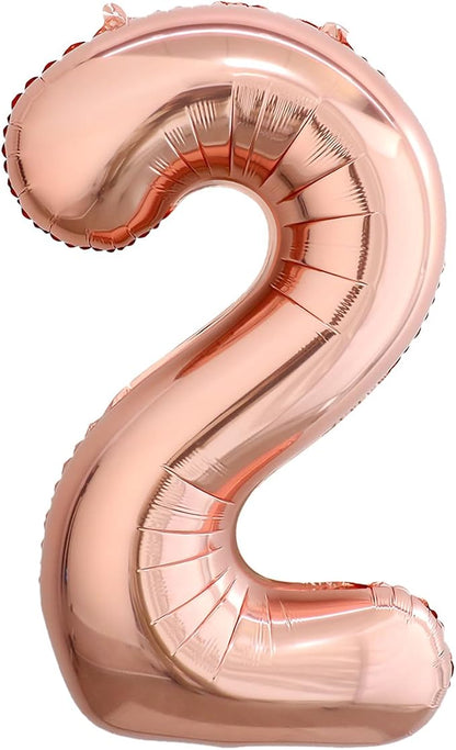 40 Inch Rose Gold Number 2 Balloon, Giant Number Balloons, Birthday Decor | by Unknown