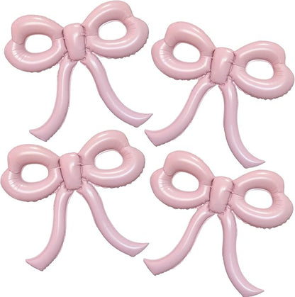4 Pcs Light Pink Bow Balloons Bow Party Decorations by Unknown